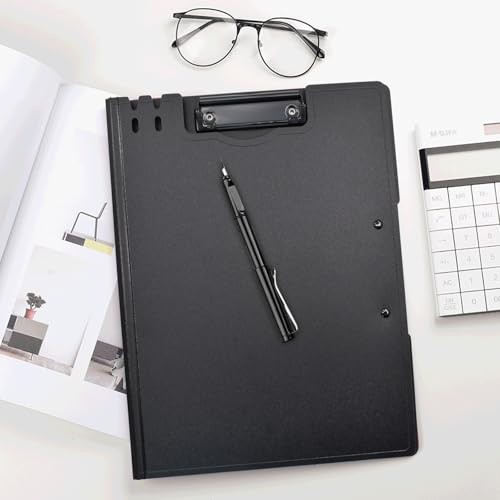 Clipboard Folder A4 File Cover Clipboards with Double Metal Clips, Black