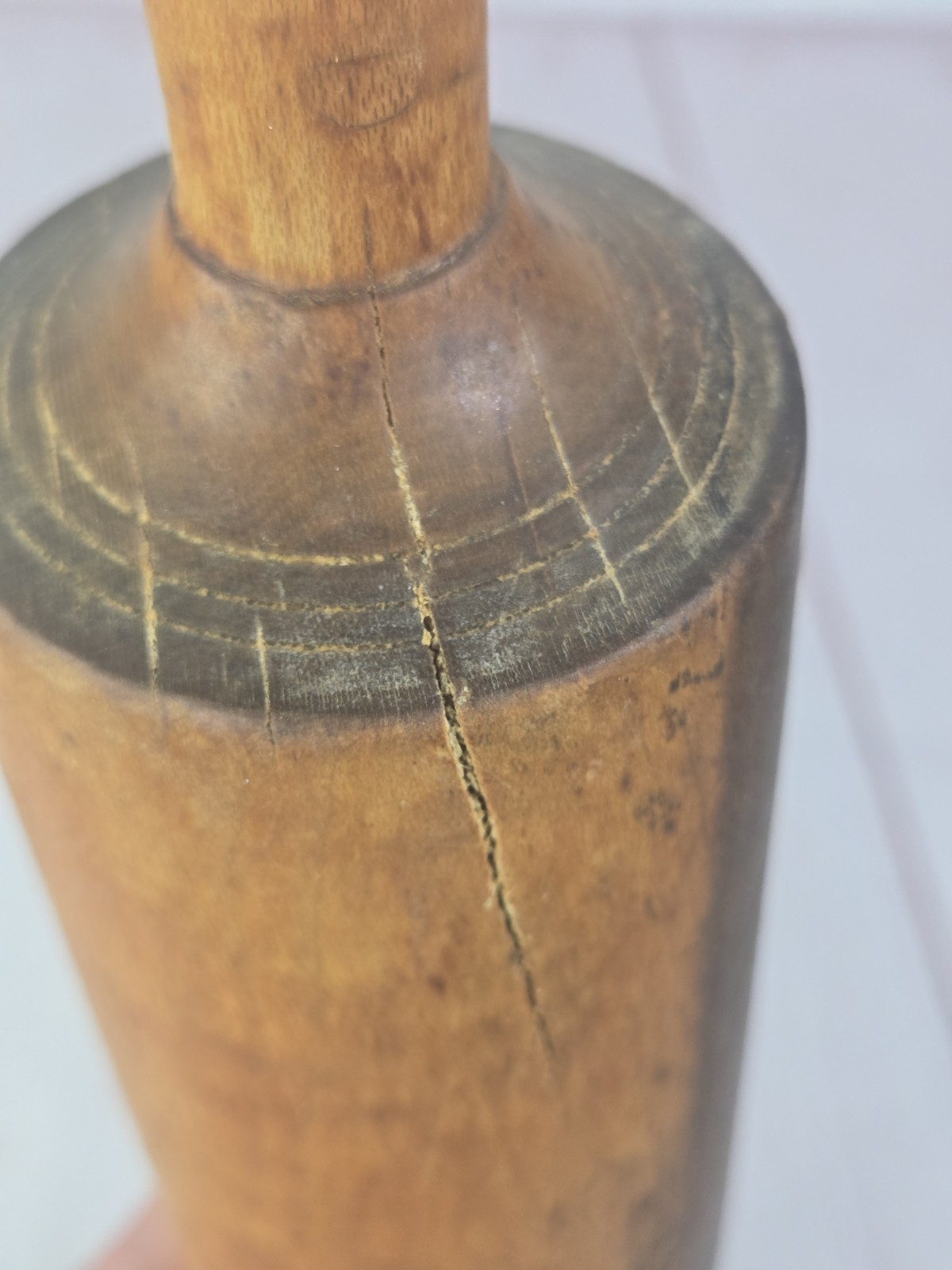 Antique Rolling Pin Turned Wood 1 Piece Rustic Patina 19.5″ L Primitive Ball End