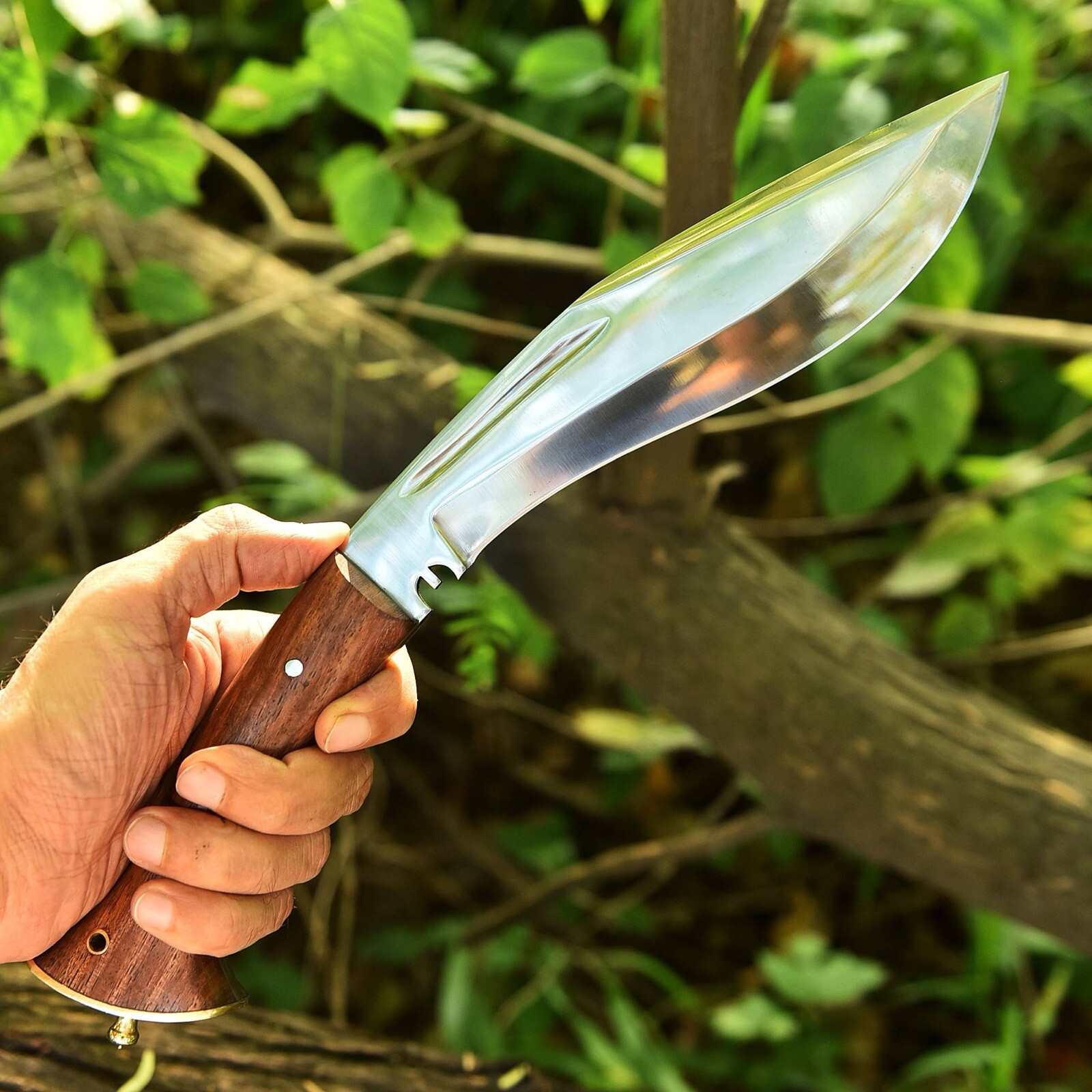 Handmade Kukri Knife High Polish Blade Tactical Hunting – Wood Handle