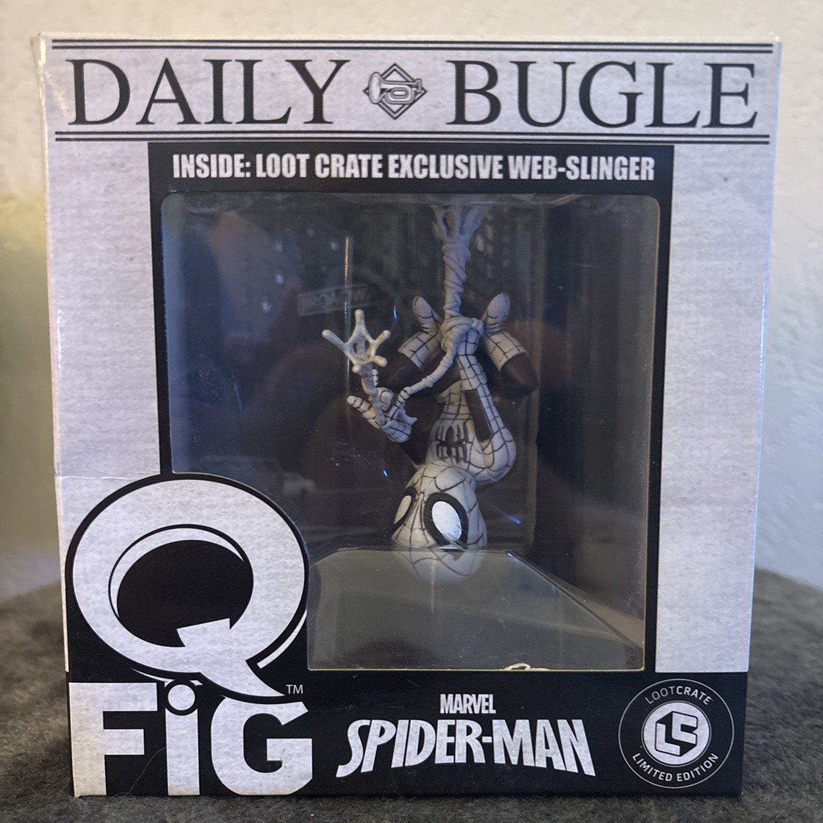 QMx Q-Fig Marvel Spider-Man, “Spider-Man Daily Bugle Web Slinger” NIB from 2017