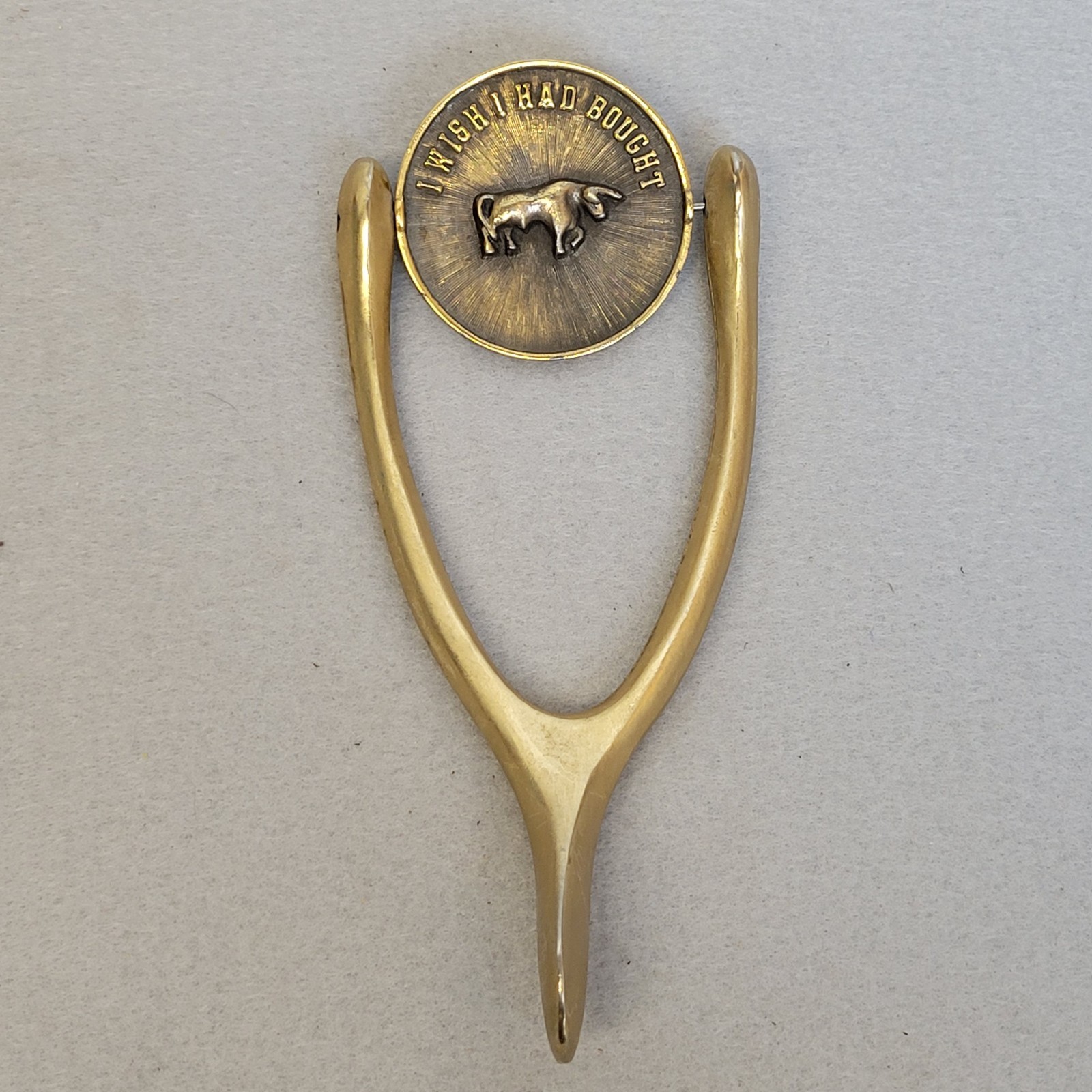 Vintage Bull & Bear Wishbone Spinner Ted Arnold Ltd Solid Brass Stock Market