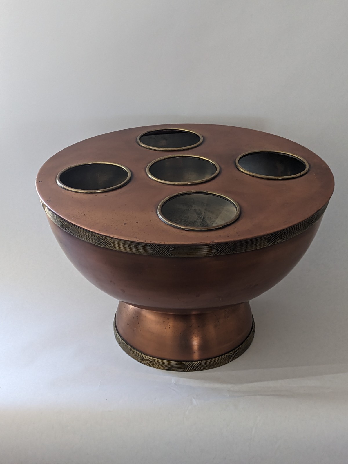 VTG Art Deco Copper Wine 5 Bottle Chiller Cooler Ice Bowl Bucket Global Views