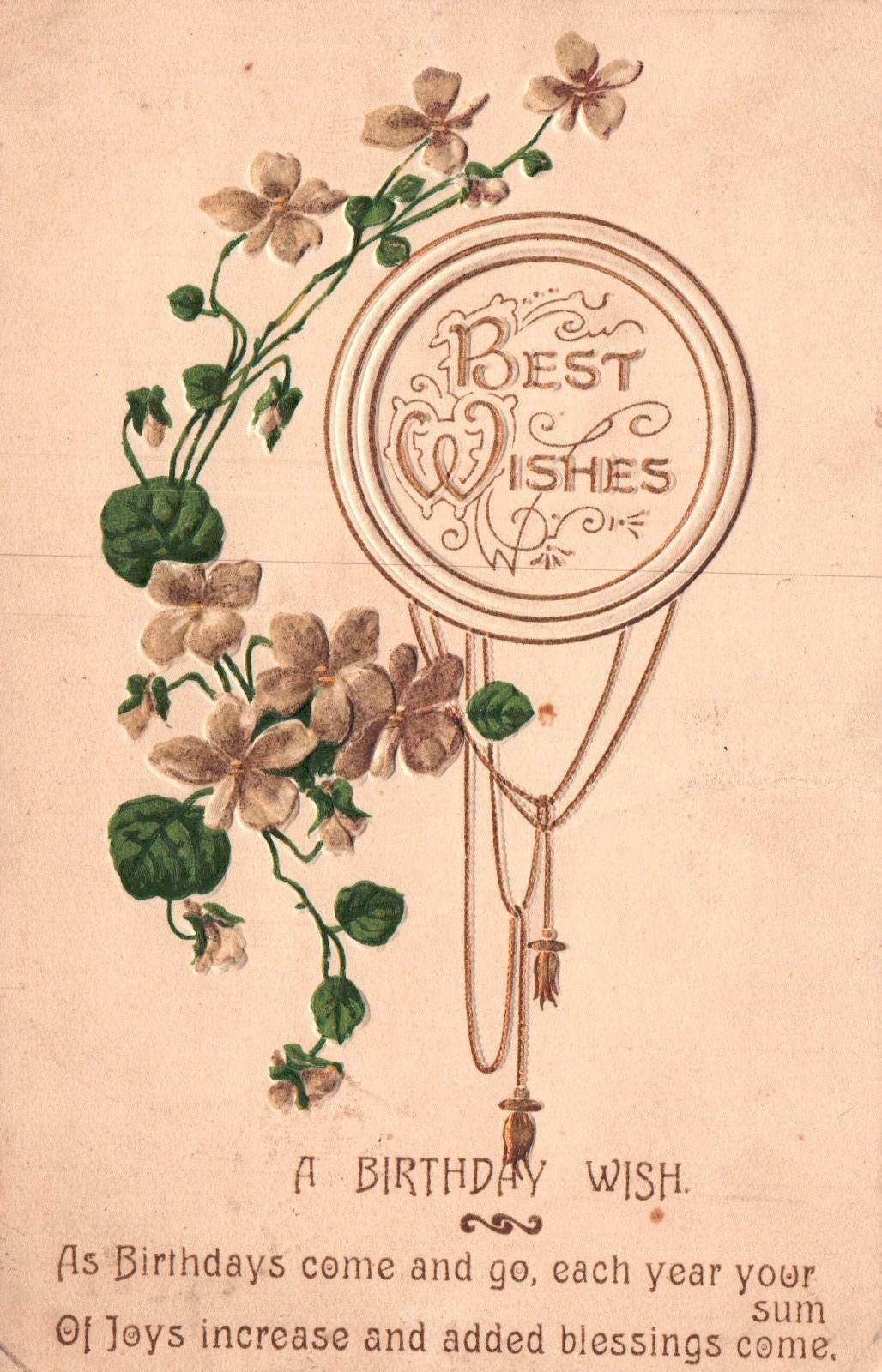 Postcard Divided Back Embossed Best Wishes Birthday 1918
