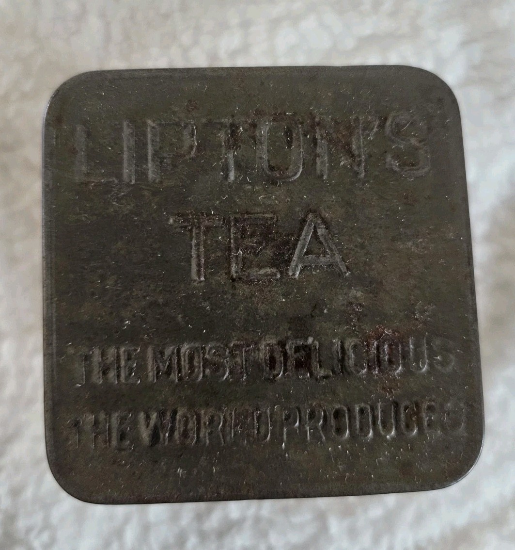 Vtg Lipton Tea Planter Ceylon Embossed Tin Metal Canister With Lid