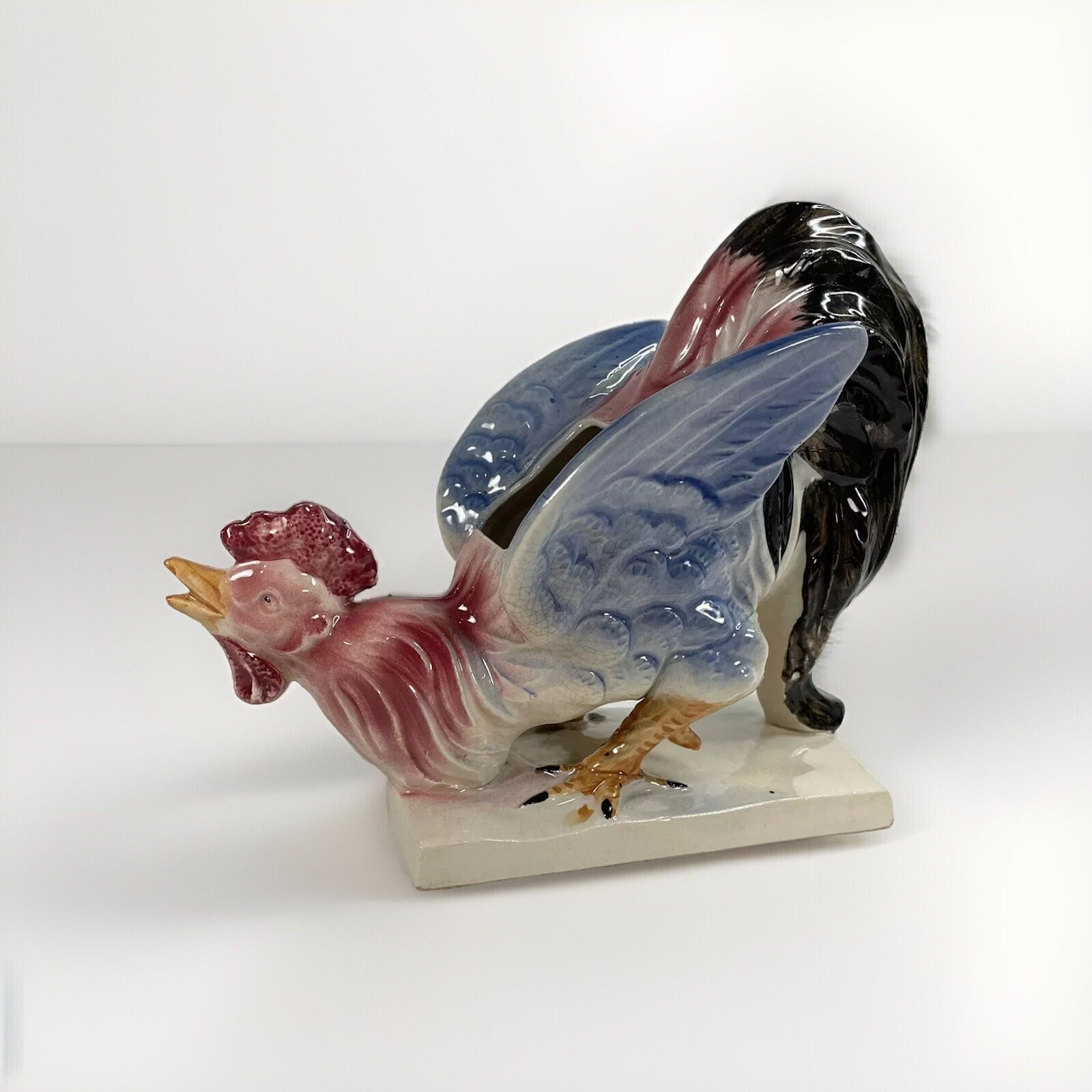 Vintage MCM Ceramic Rooster Planter Figurine Made In Japan