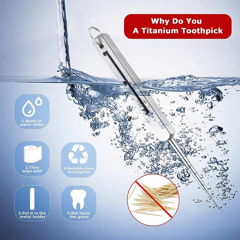 Titanium Edc Retractable Toothpick with Spring Push Design