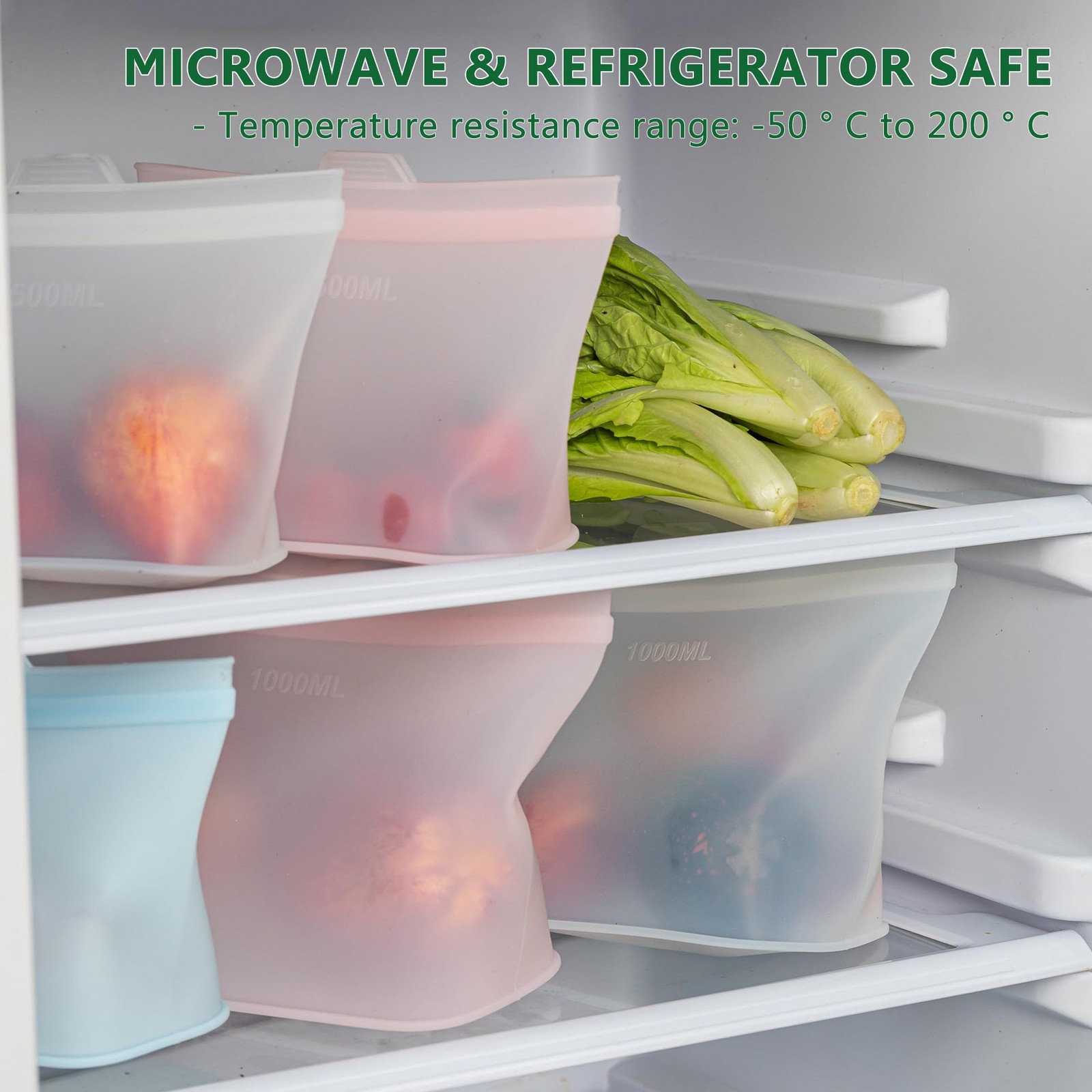 Food Grade Reusable 9.72″ x 6.85″ x 1.38″ (Large, 51oz/1500ml), Clear