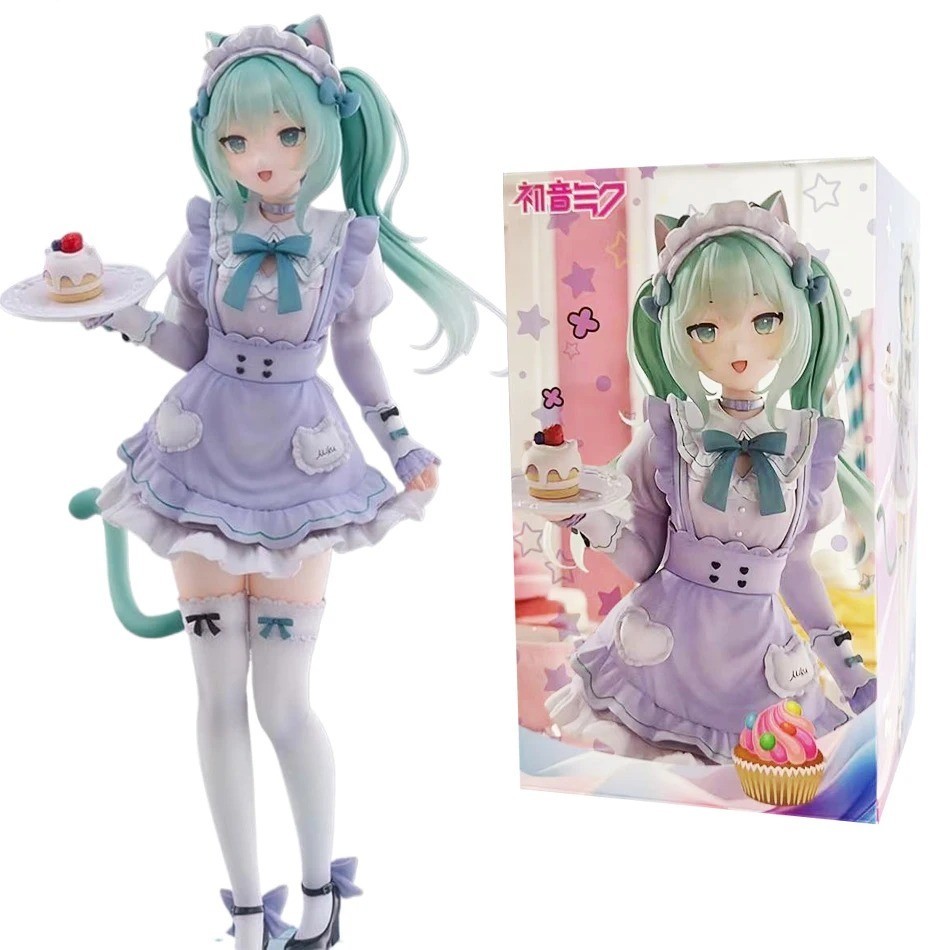 18CM Hatsune Miku Cat Eat Ver PVC Anime Figure Collectible Model Statue Toy Gift