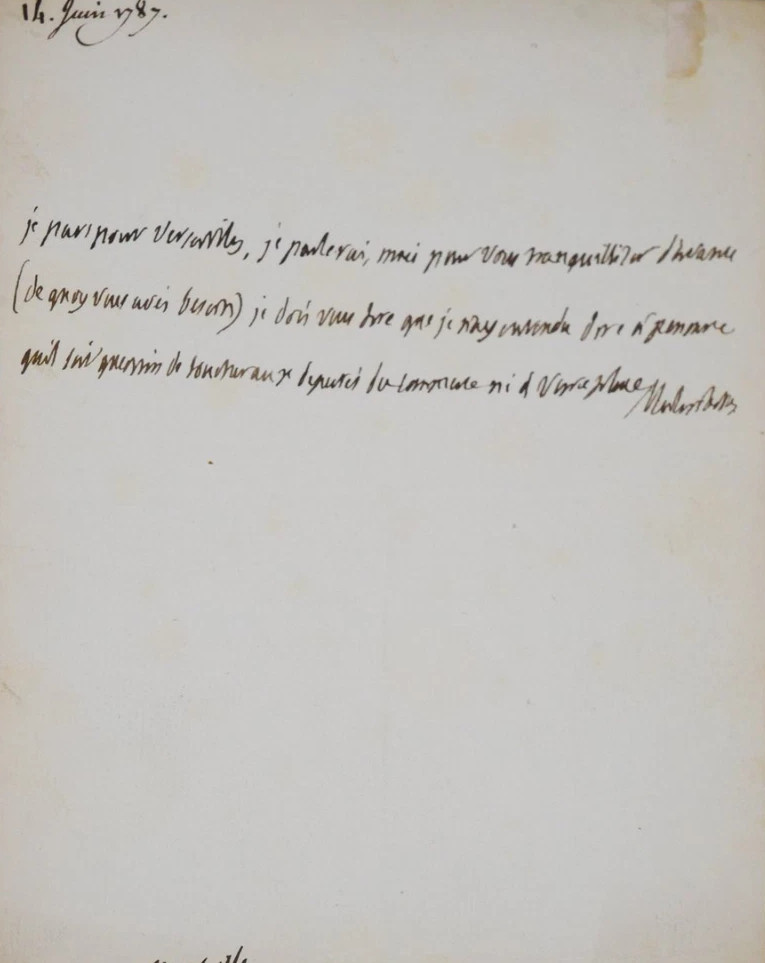 Lamoignon de MALESHERBES Rare Autograph Letter 1787 Handwritten Manuscript