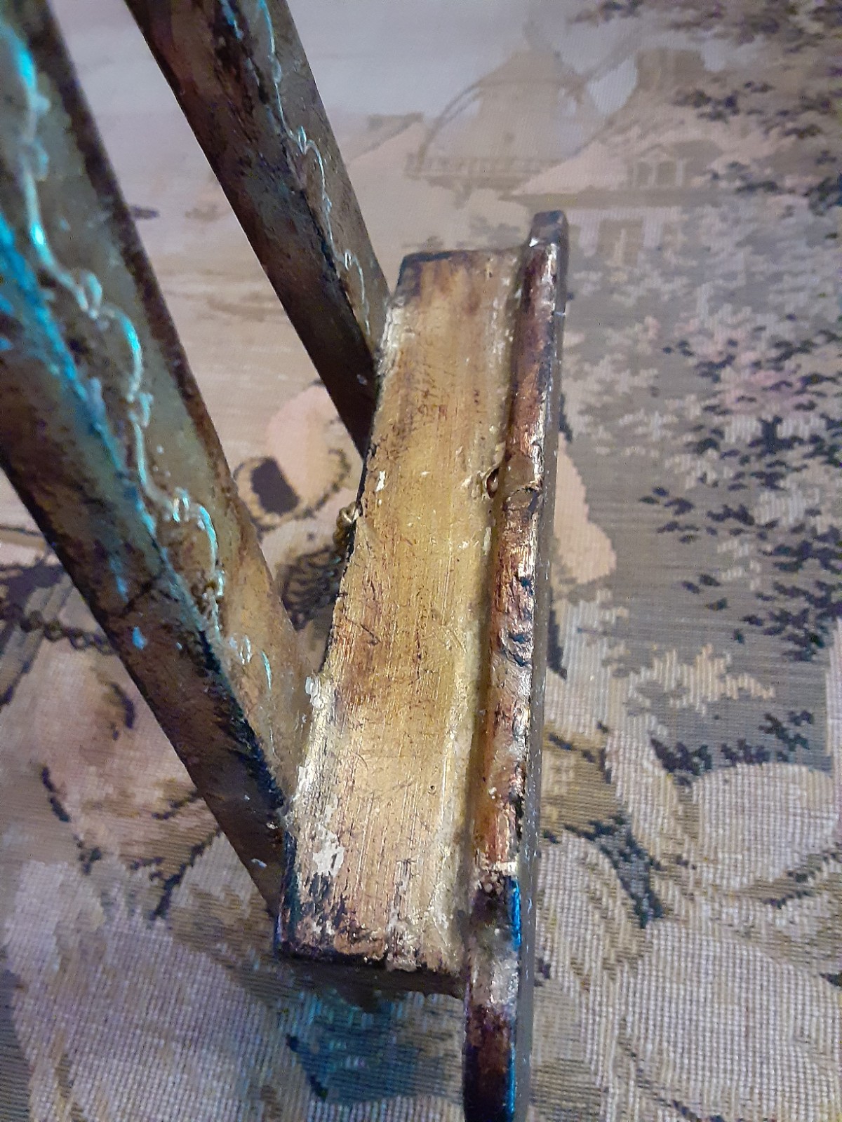Vintage Art Easel Italian Florentine Style Table Top Gold Gilt White Wood 12 X 5