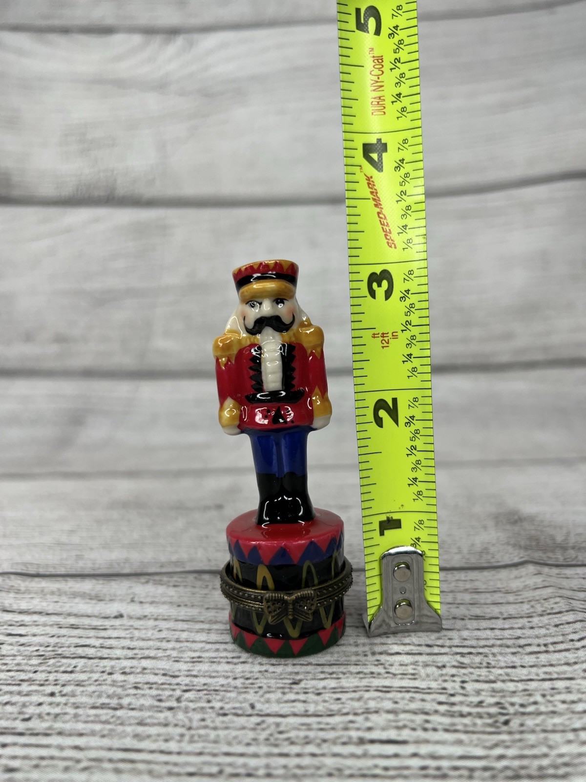 VTG PHB Style Nutcracker Toy Soldier Porcelain Trinket Box W/Drum Trinket