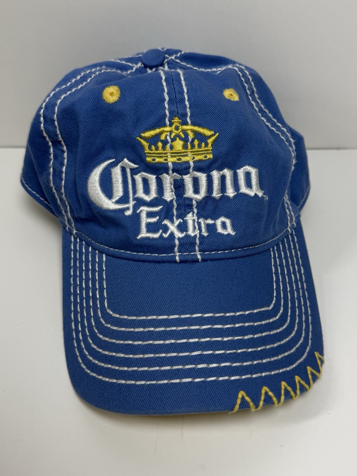 Corona Extra Blue Yellow Adjustable Baseball Cap Hat Beer Logo Collectible