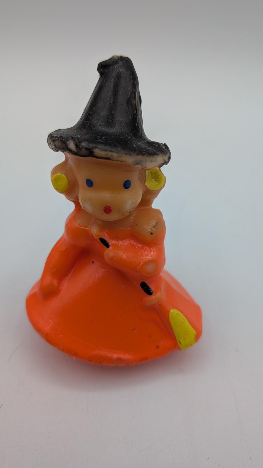 Vintage Lot Of 2 Halloween Candles Gurley Jack-O-Lantern JOL Witch Girl MCM