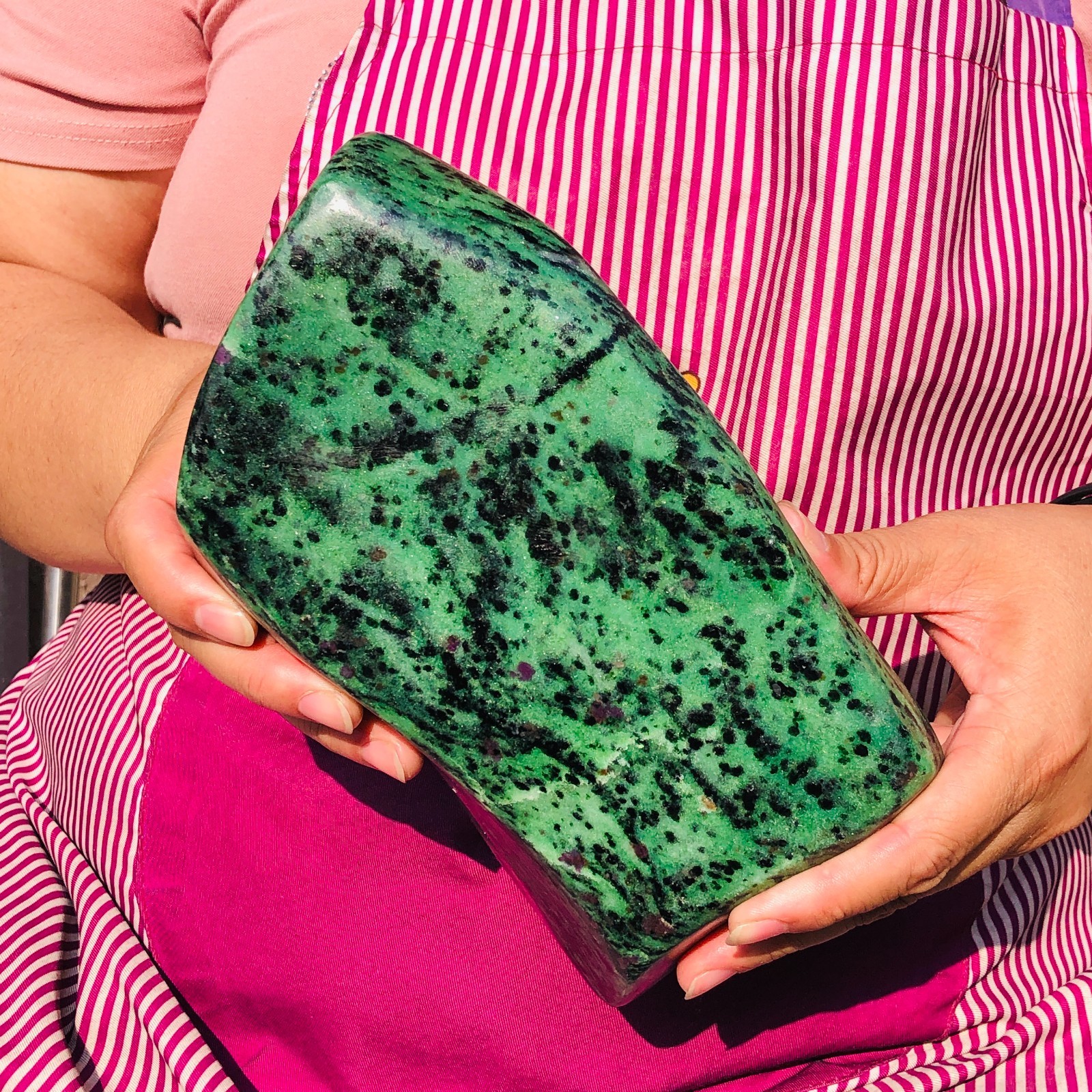 6.97LB Natural Red & green treasure Ruby Epidote SLAB ROUGH ROCK demagnetize
