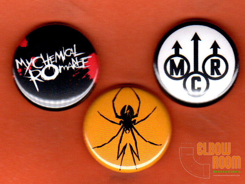 Set of three 1″ My Chemical Romance pins buttons rock band punk alternative MCR