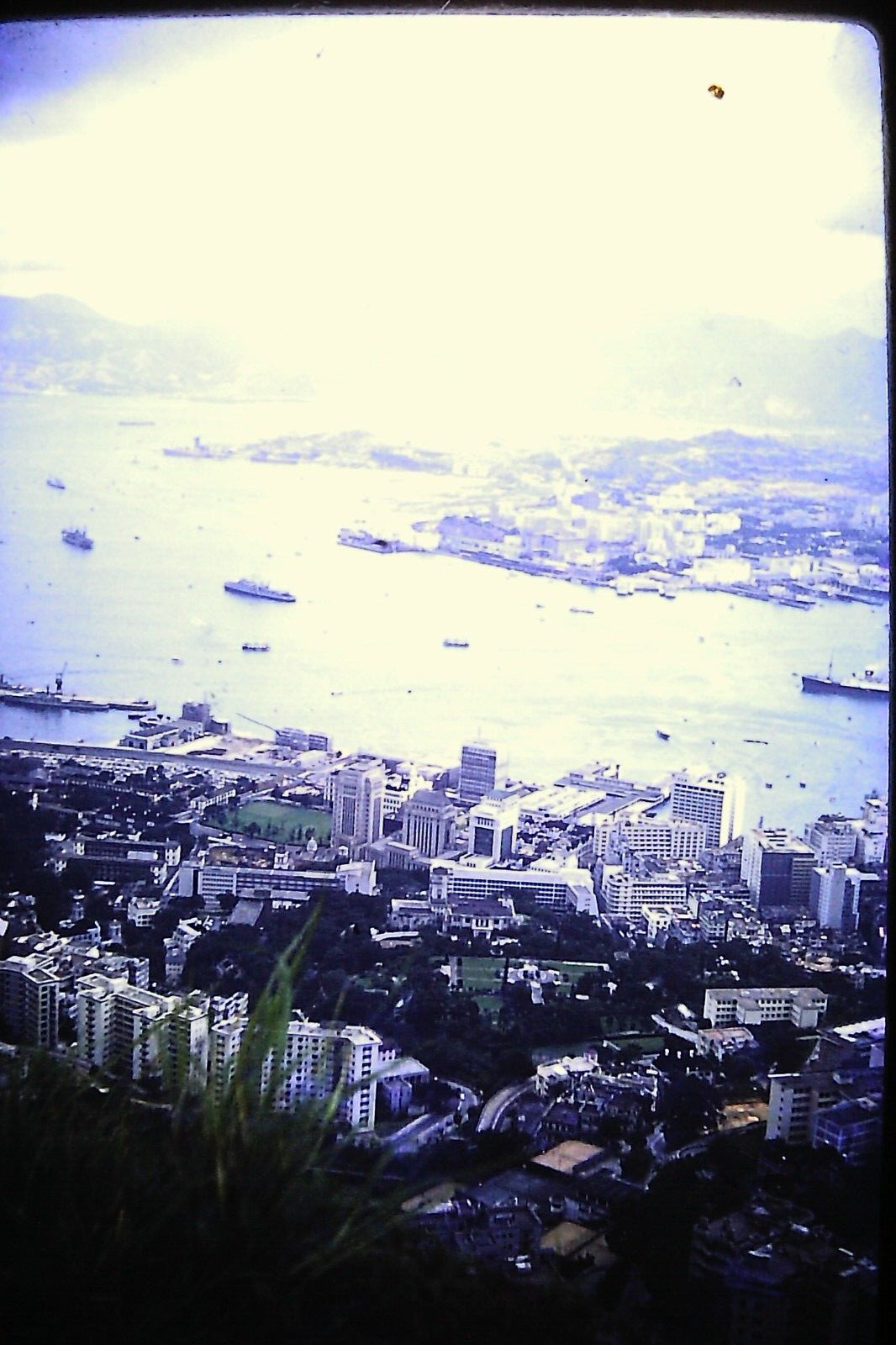 3 — 1961 amateur Kodak 35mm Slide Hong Kong Cityscape Skyline top hill view