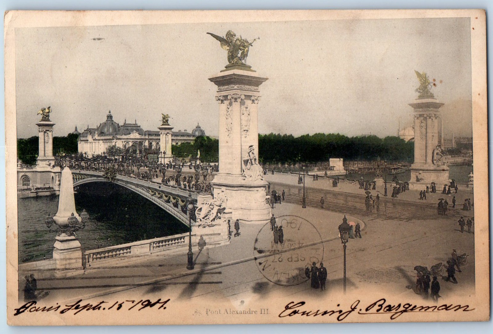 Paris Île-de-France France Postcard Pont Alexandre III 1901 Antique Posted