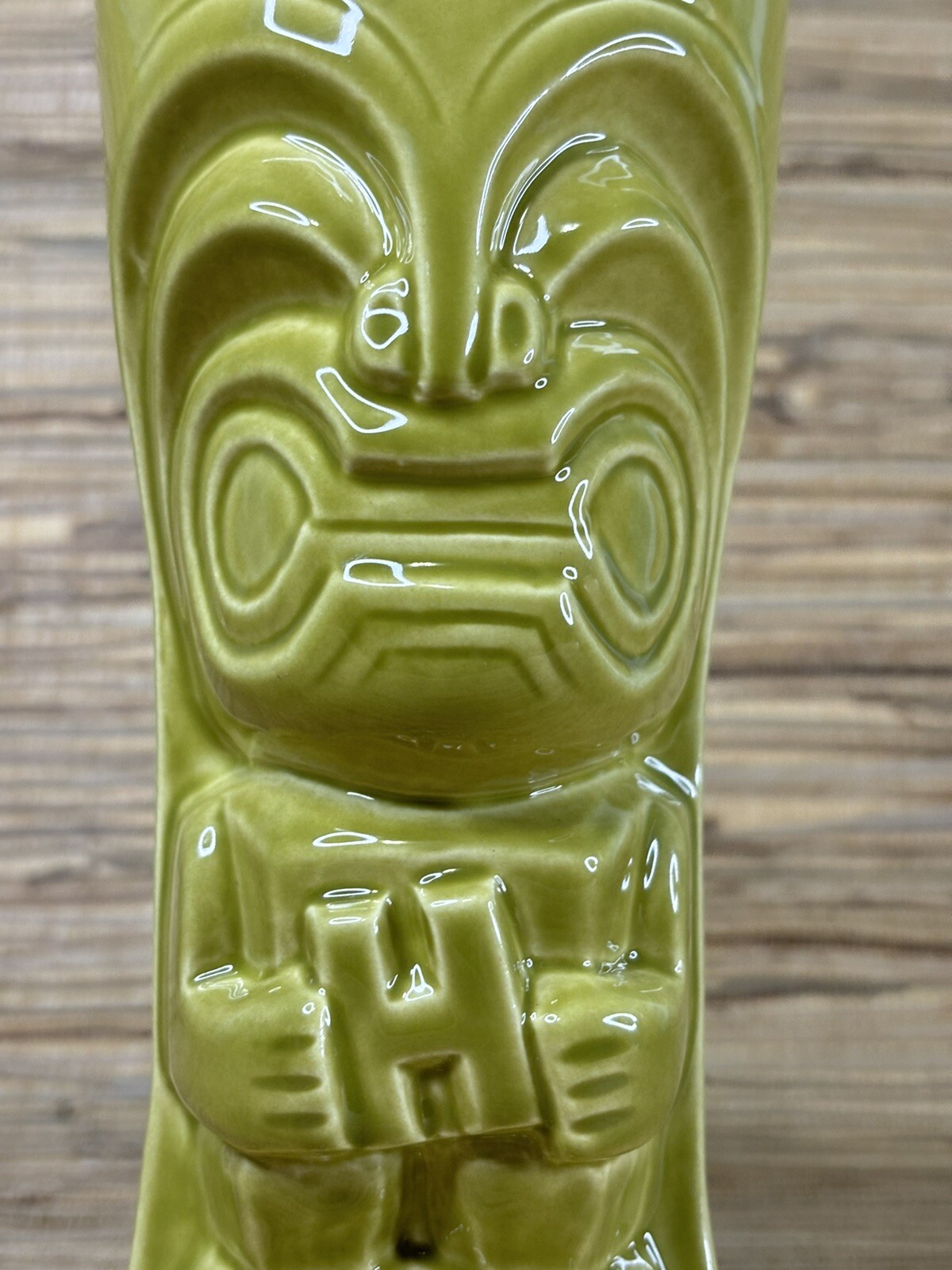 Tiki Mug by Squid for Houlihans Green Tiki Guy by Bauer Pottery Tiki Bar Mai Tai
