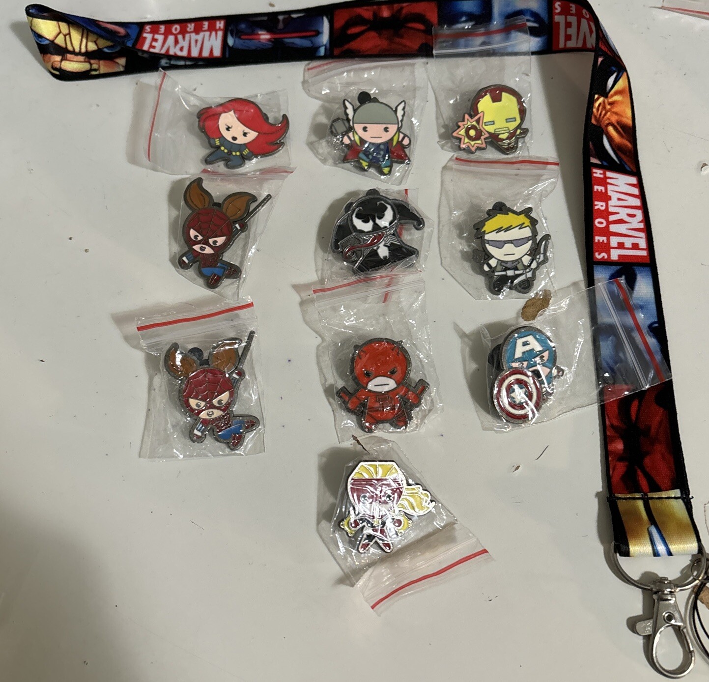 Disney Marvel Avengers Only Pins lot of 10 & LANYARD