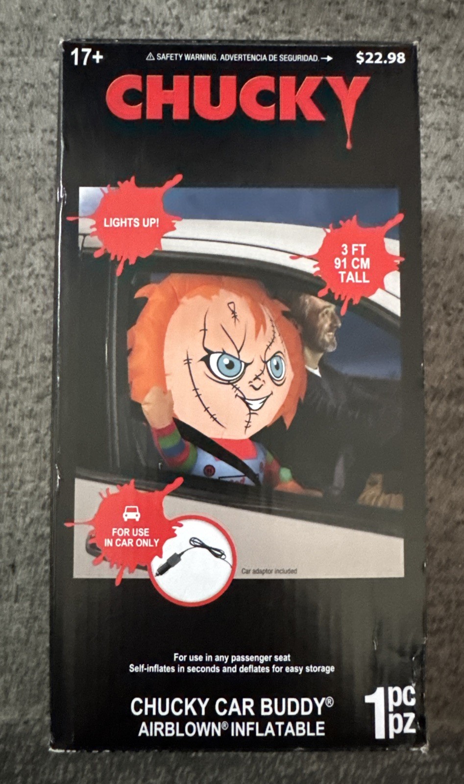 Gemmy 3ft Chucky Car Buddy Halloween Inflatable Brand New