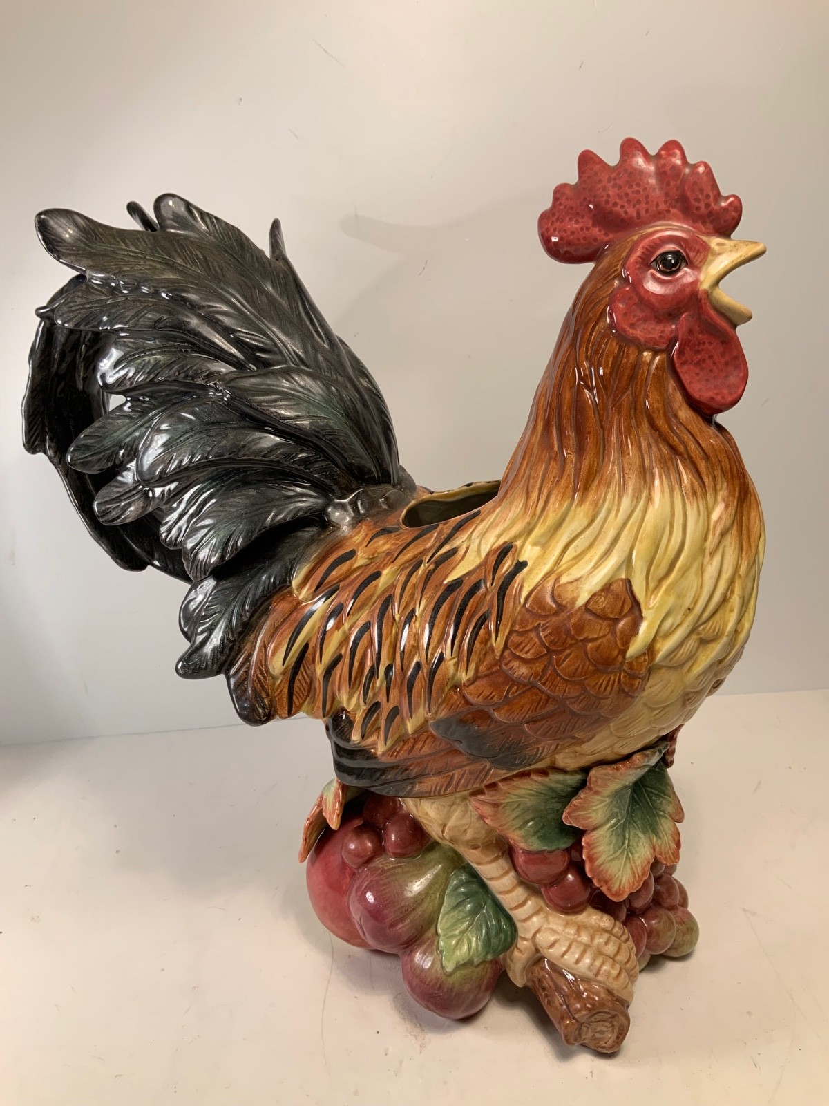 Vintage Fitz and Floyd Country Gourmet Ceramic Rooster Pitcher 12.5 in.