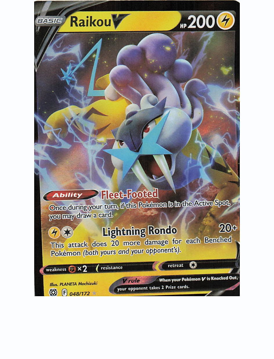 RAIKOU V 048/172 Holo V Rare BRILLIANT STARS Pokemon Holo Near Mint