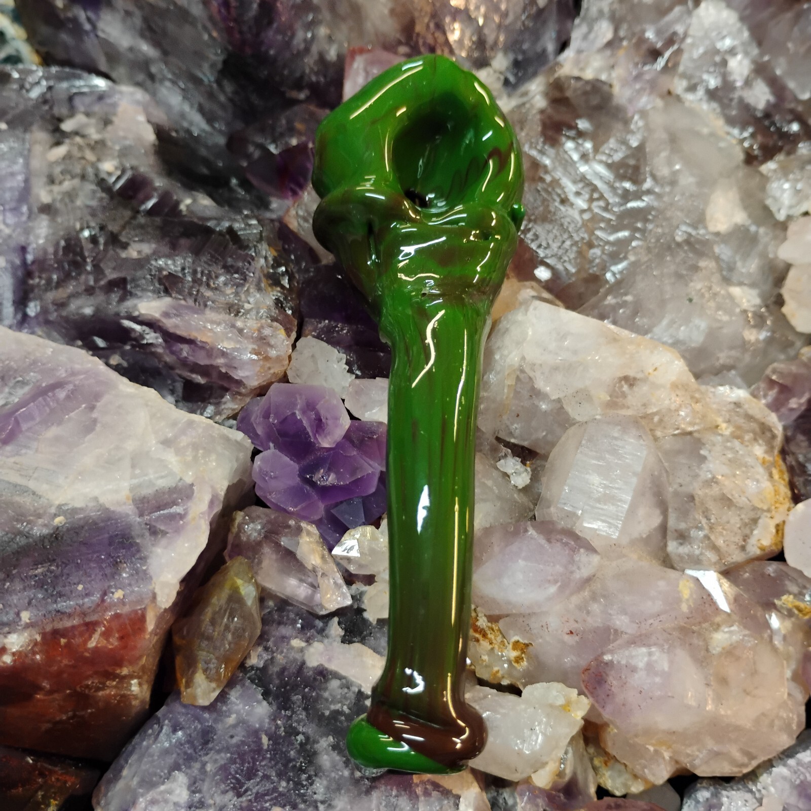 Green Glass Sherlock Pipe Shorter than most.