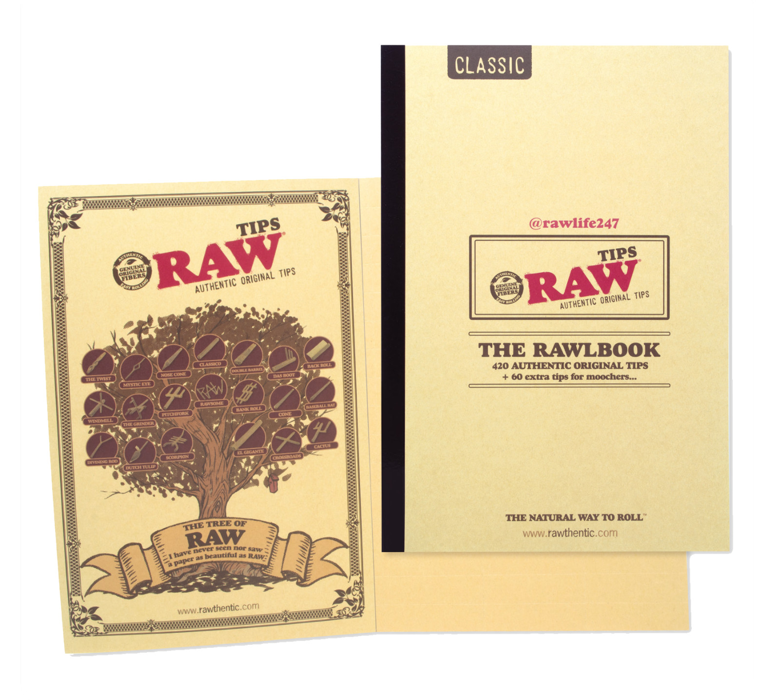RAW Rolling Papers “THE RAWLBOOK” 10 Pages – 48 Classic Tips per page = 480 tips
