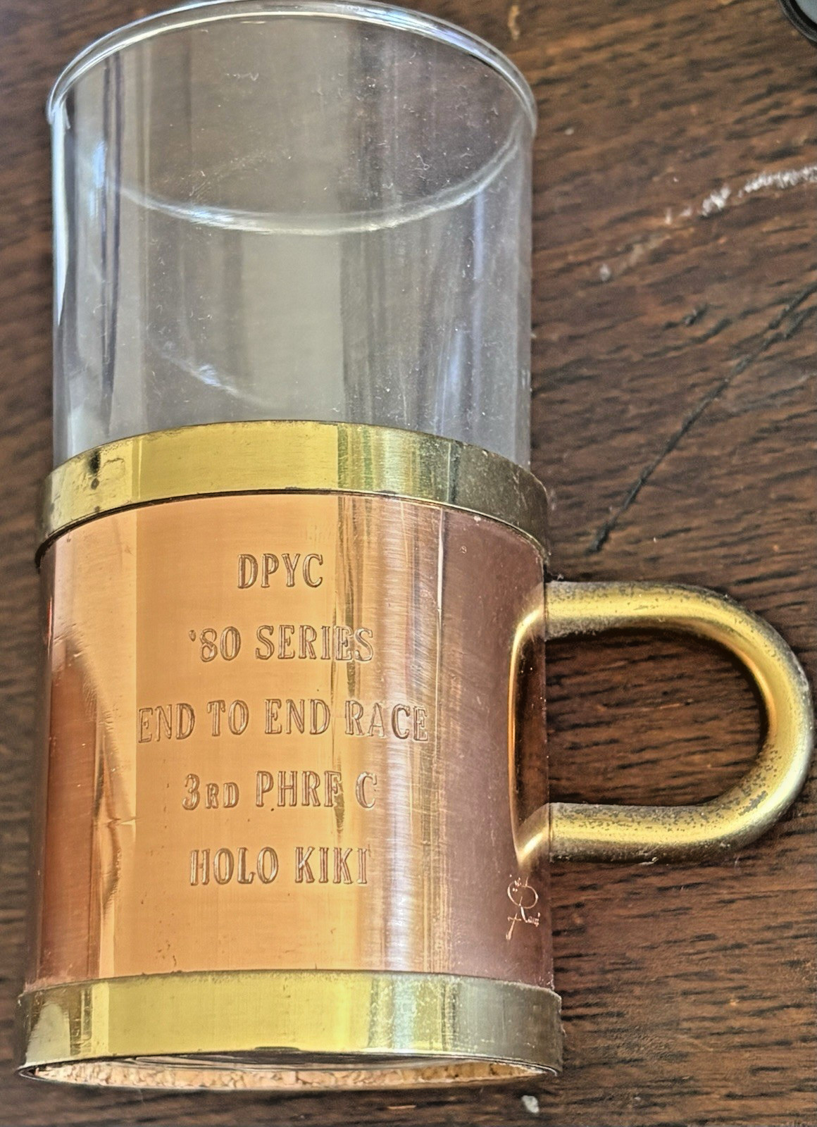 Vtg Rami DPYC Race Holo Kiki Turkish Coffee Liqueur Bar Trophy Mug Copper Brass