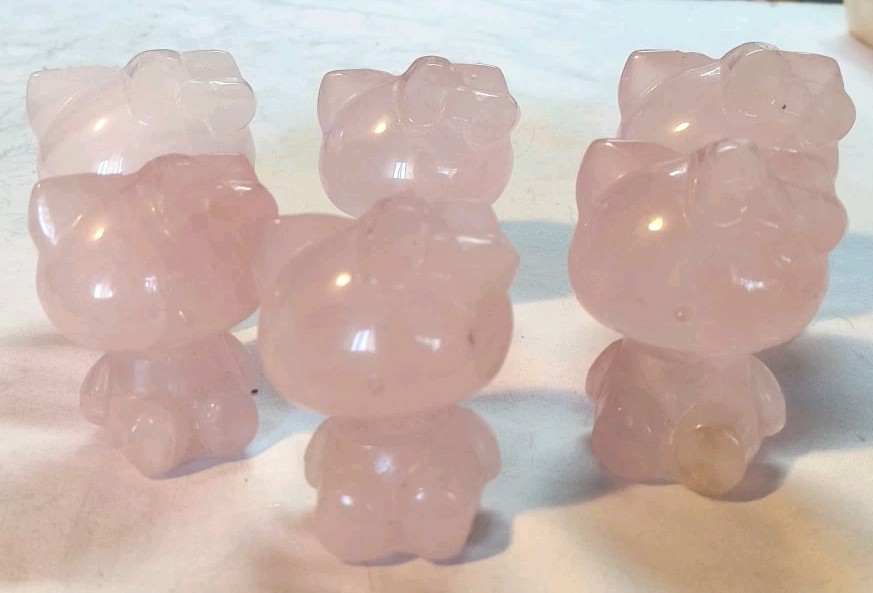 HELLO KITTY Crystal Pink Rose Quartz 3.25″ LARGE Kawaii Cat Figurine 249 grams