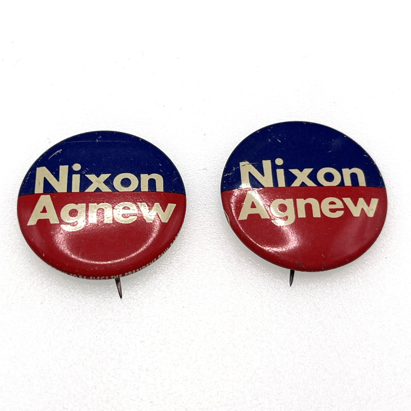 Nixon Agnew Pin-back Button Red white blue election campaign President 2pcs