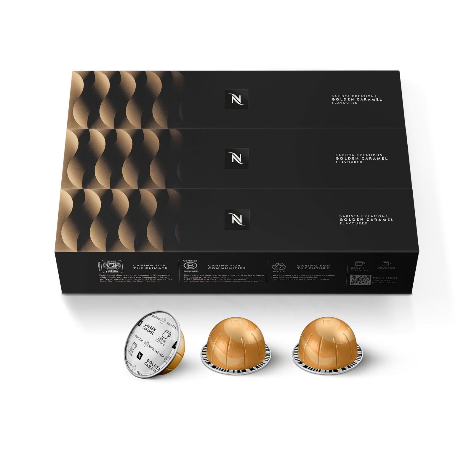 Nespresso Vertuo Golden Caramel Medium Roast Coffee, 30-Count Coffee Pods