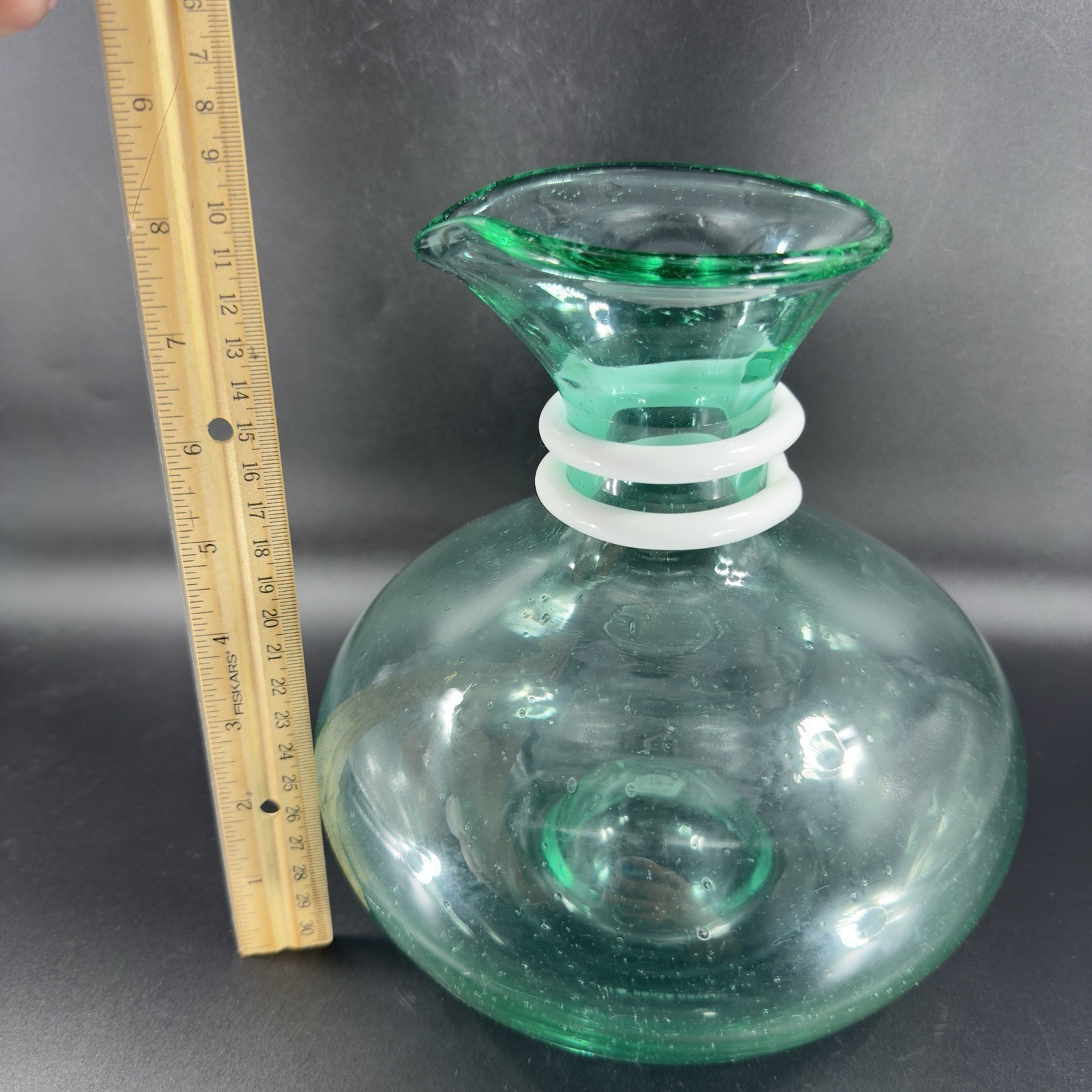 Paola Navone Riviera Crate And Barrel Glass Vase Carafe Decanter Green Signed