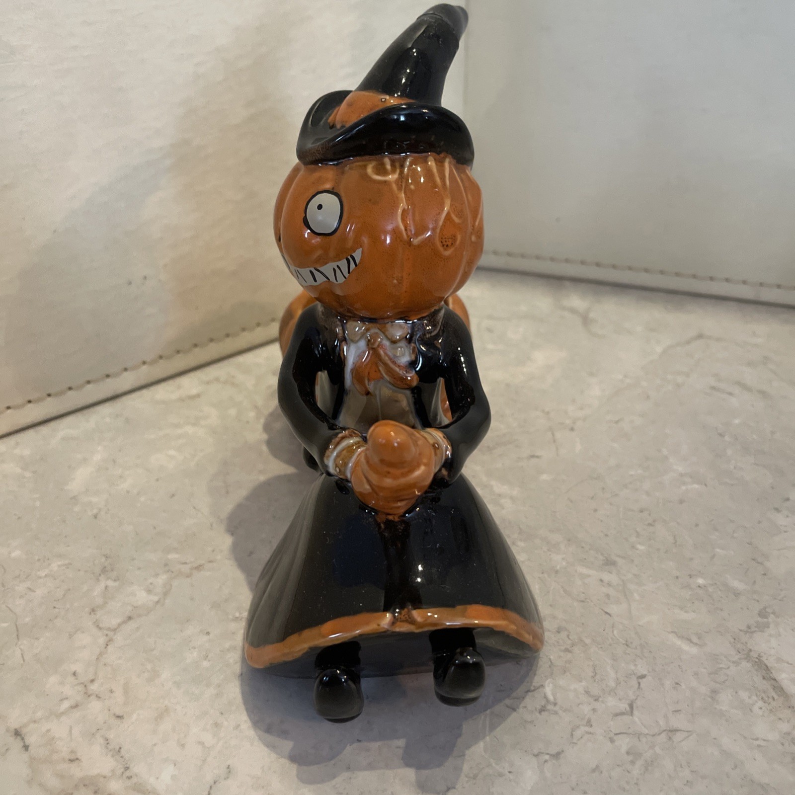 Yankee Candle Halloween Boney Bunch Pumpkin People Flying Witch Votive Holder 7”