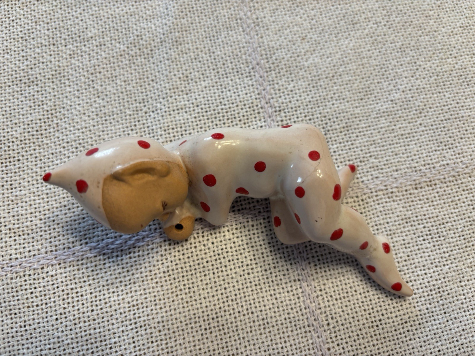 Vintage Sleeping Pixie Elf Figurine Polka Dot Pajamas