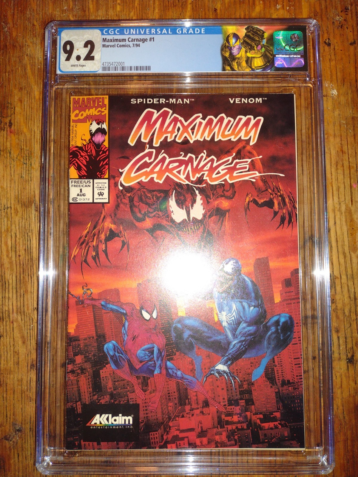 Acclaim Maximum Carnage #1 Promotional Comic Sienkiewicz CGC 9.2 Custom Label