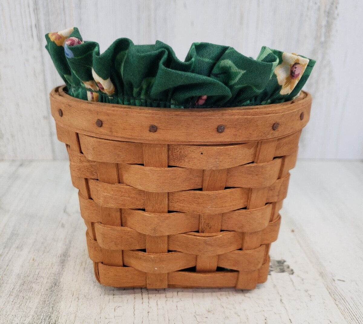 Longaberger Oregano Booking Basket Emerald Vine Liner Protector Hanging VIN 1997