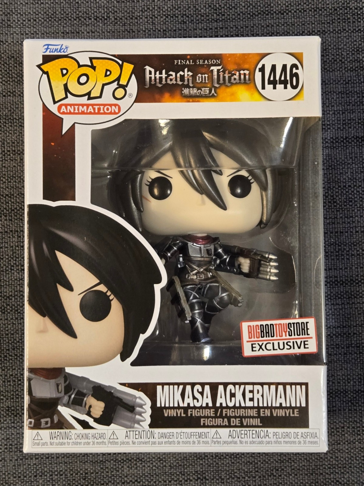 MIKASA ACKERMANN Funko POP! Attack On Titan #1446 Big Bad Toy Store Metallic MIB