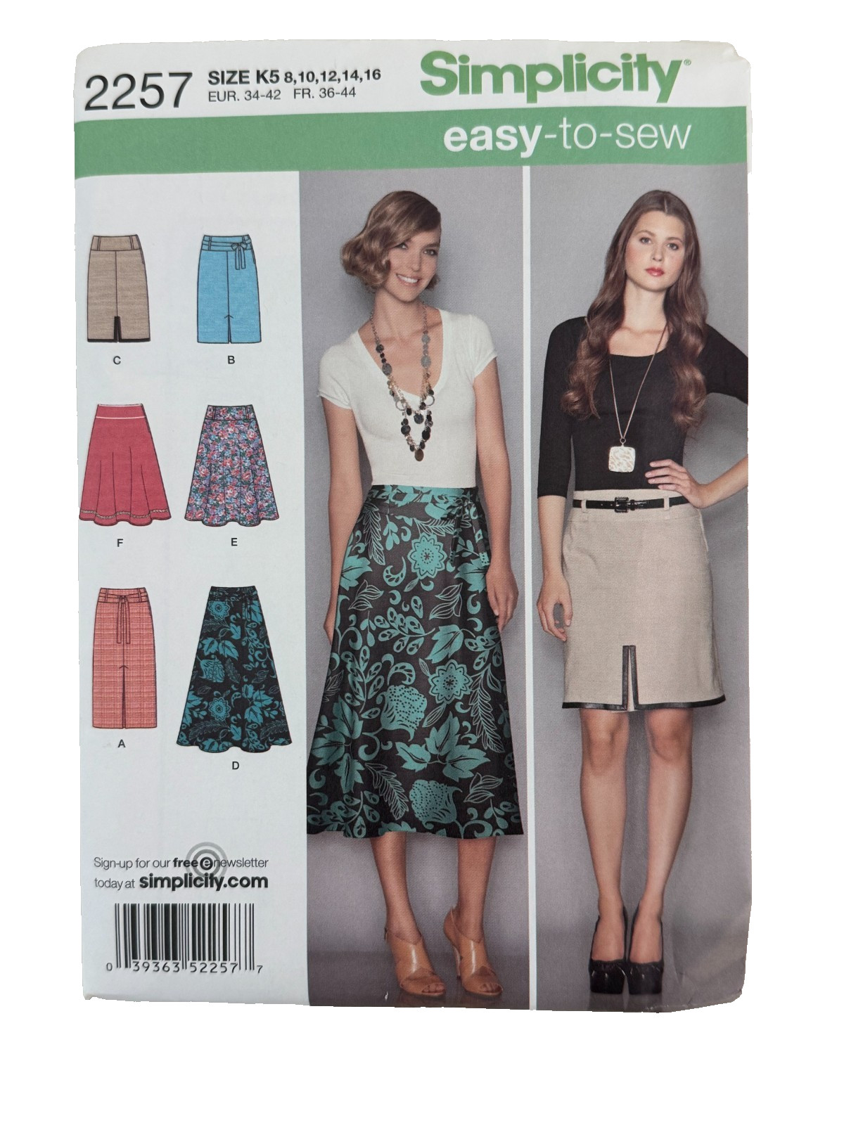 2257 Simplicity Misses Sewing Pattern Easy to Sew SKIRTS Size 8 10 12 14 16 UC