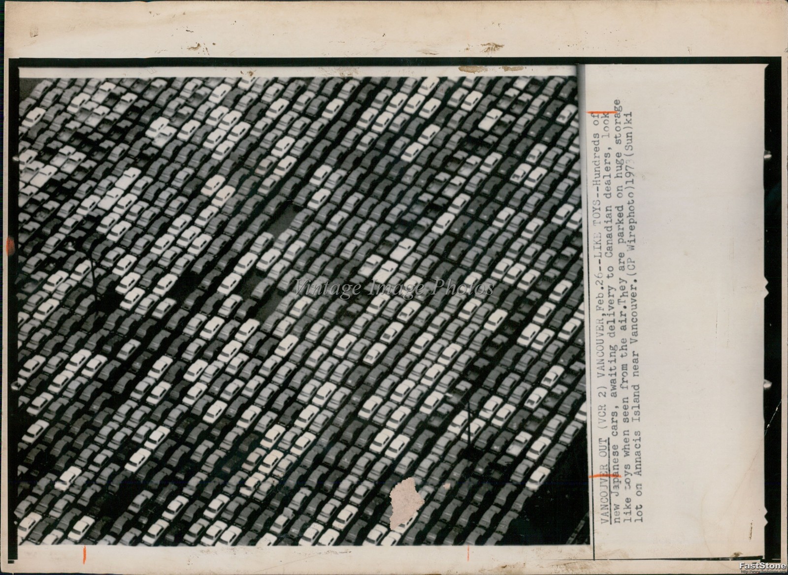 1973 Japanese Cars Delivery Canadian Dealers Vancouver Storage Wirephoto 8×10