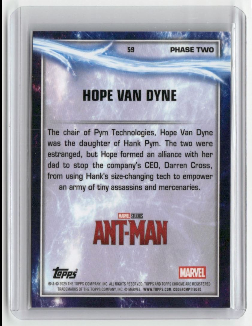 2025 Topps Chrome Sapphire Marvel Studios – Gold Hope Van Dyne 42/50 Ant-Man