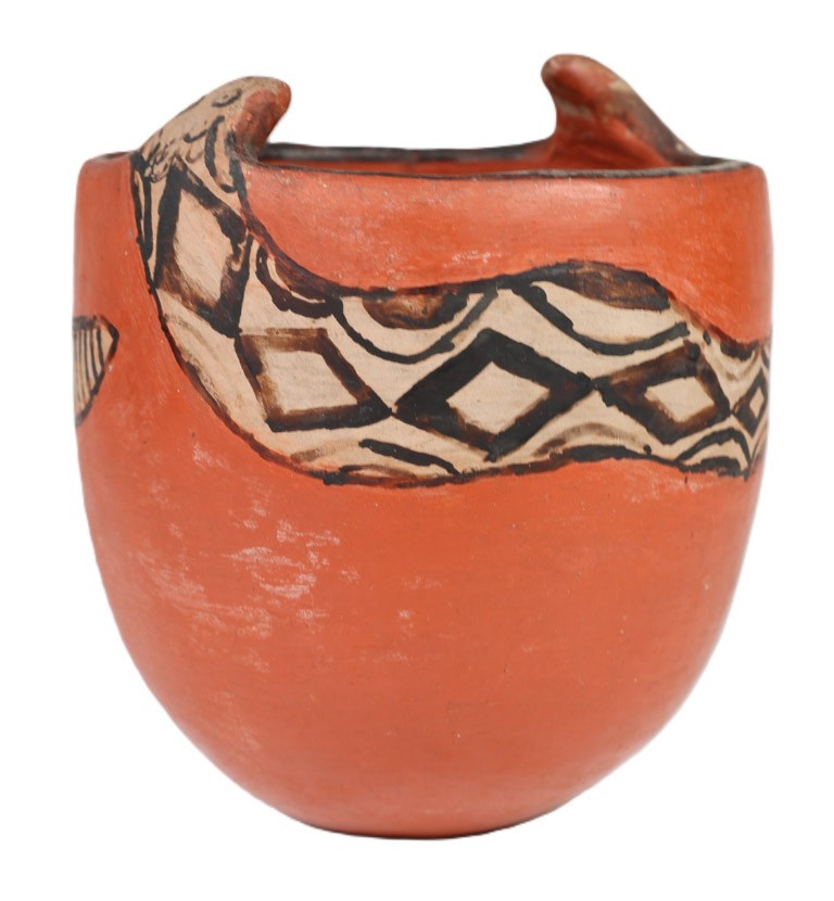 Maricopa Jar Pottery ca. 1910 Size 5.25″ H x 4.625″ D Red Clay Jar