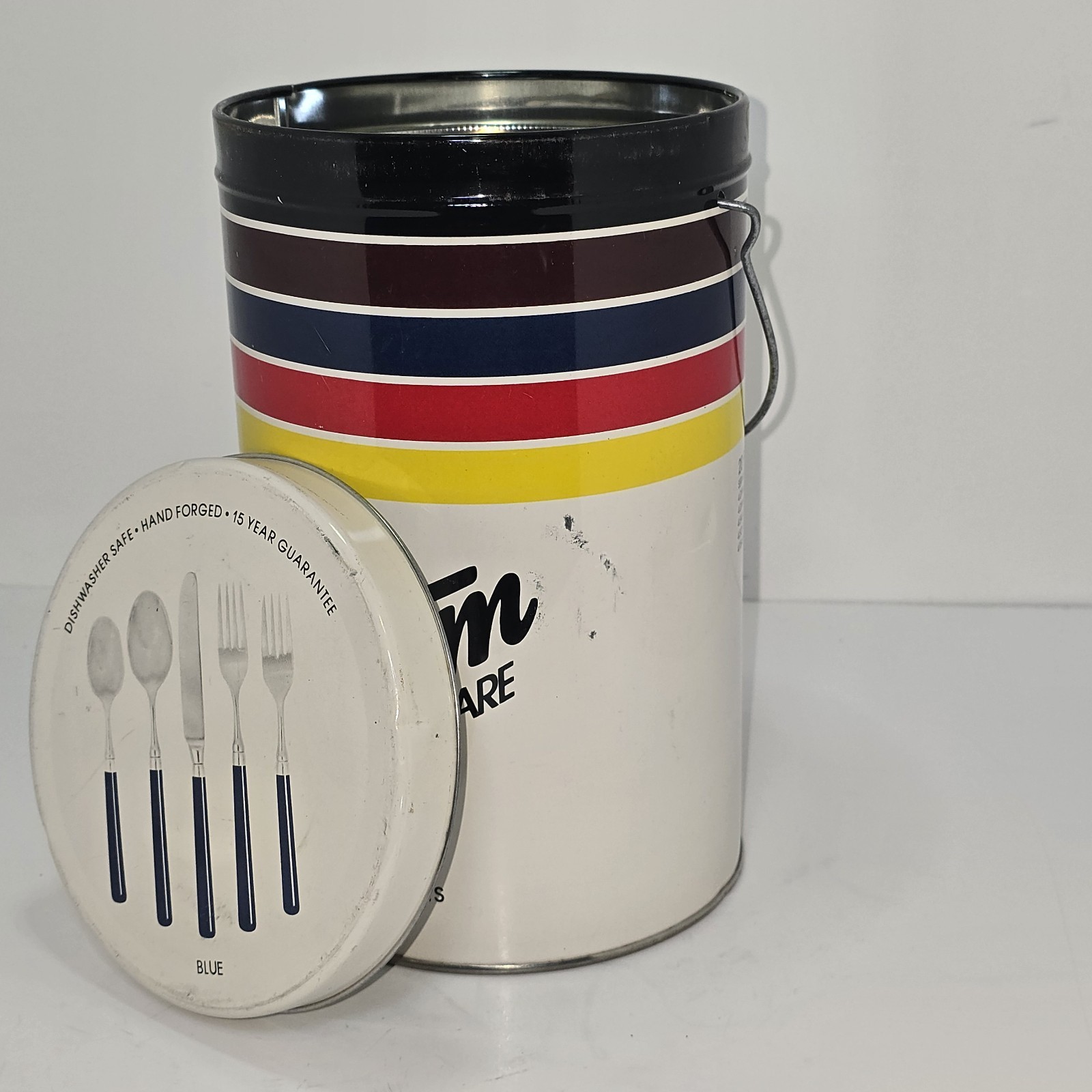 Vintage Stanley Roberts Spectrum Flatware Canister – Mid Century Modern Striped