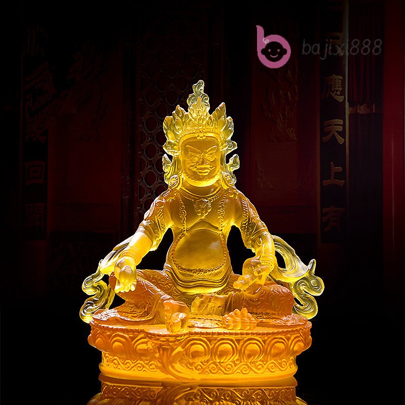 14.5cm Gold Plated Resin Tibetan Buddhist Yellow Jambhala Tsanbala Statue Cratfs
