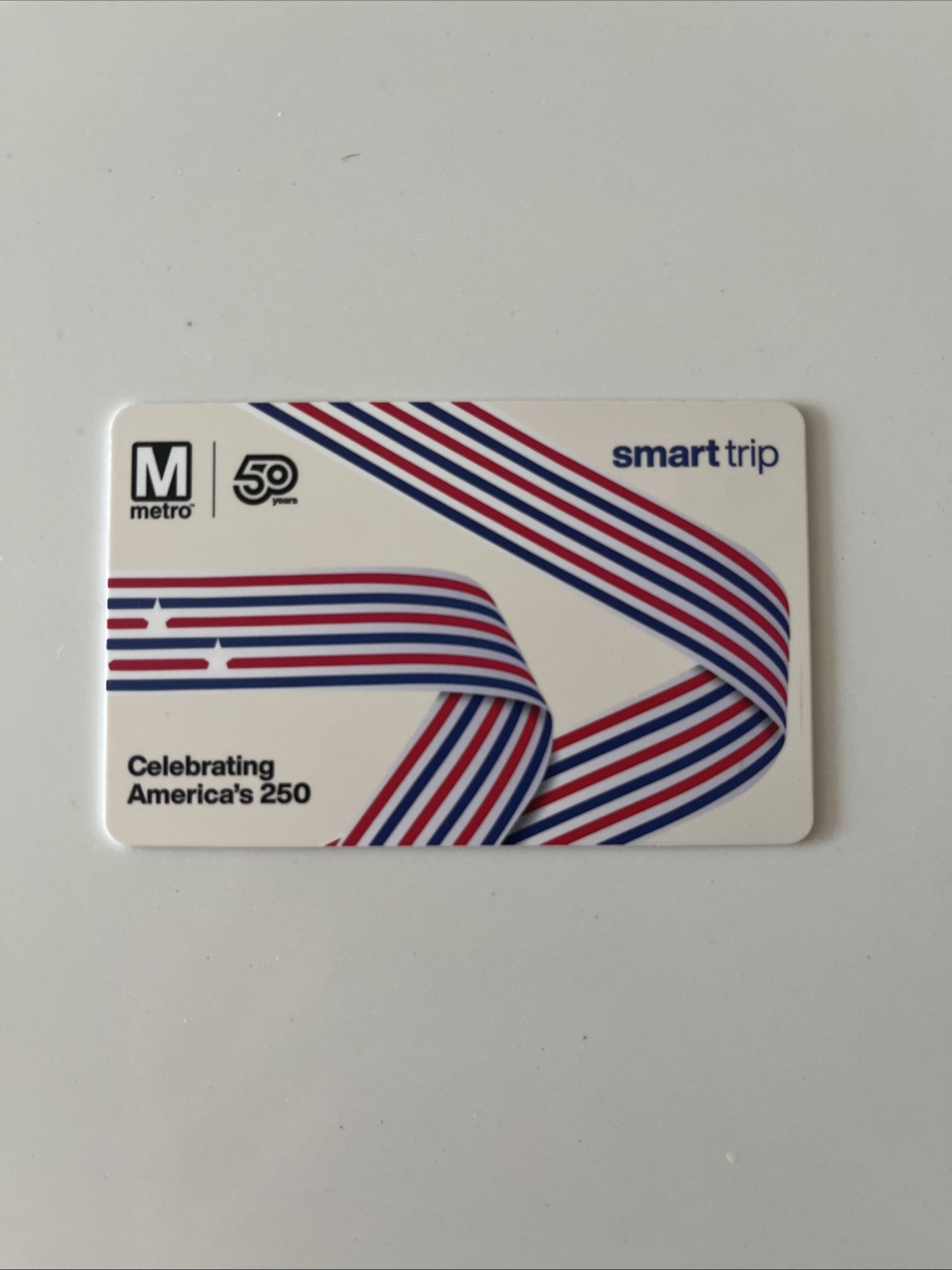 Limited Edition DC Souvenir Smartrip Metro Card WMATA 50th + America 250