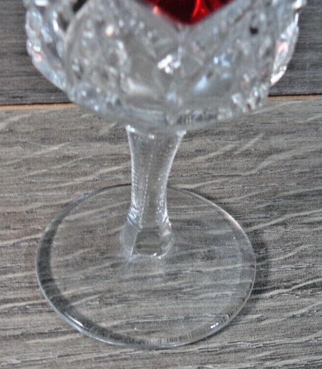 Antique Early 1900’s Souvenir Ruby Stained Glass Goblet Port Huron Michigan