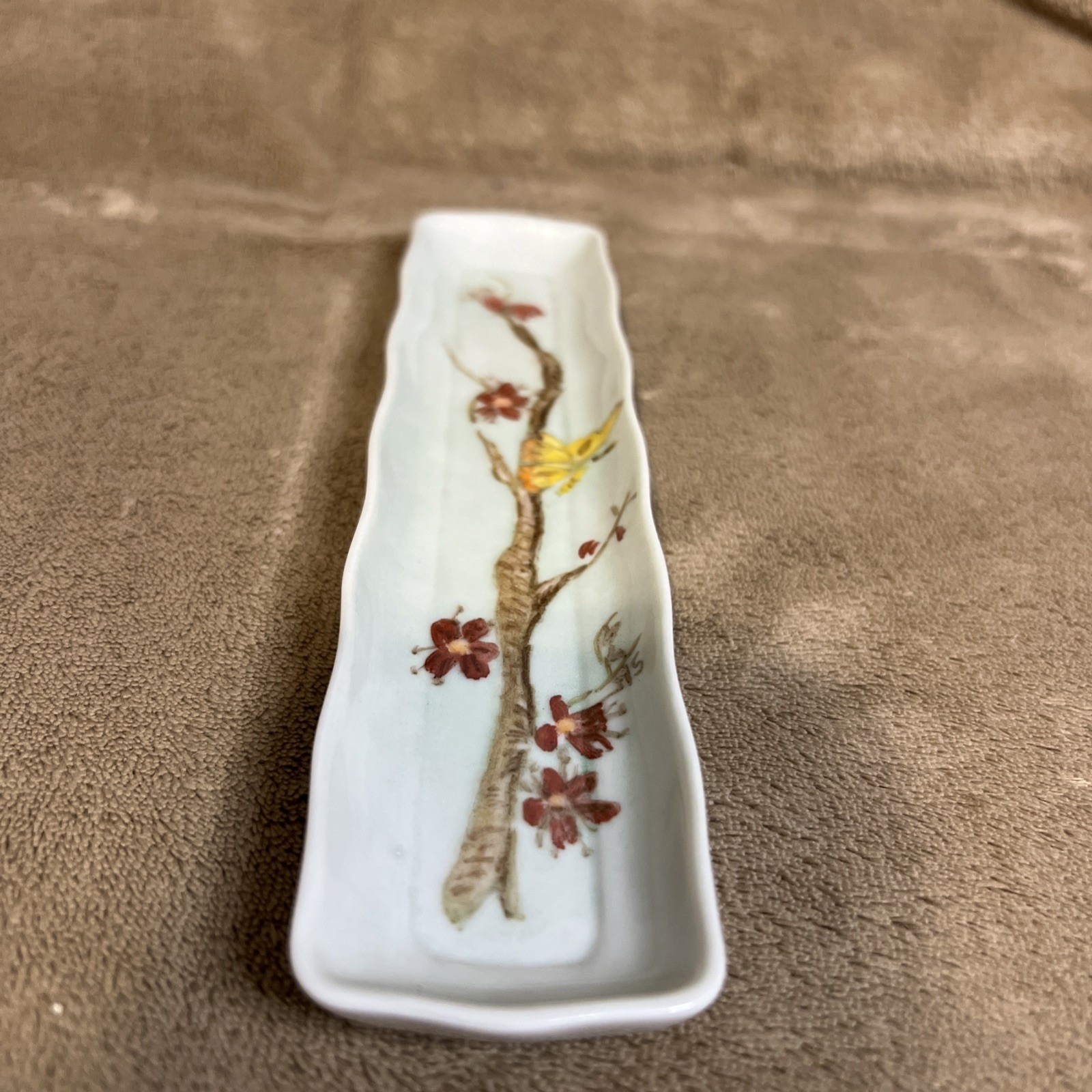 Vintage Small Hand Painted Floral 8.25″ Trinket Tray Please Read Description