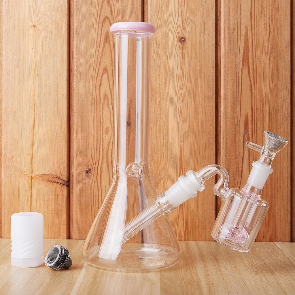 10″ Glass Beaker Bong Ash Catcher Water Smoking Tobacco Pipe 14MM Bowl 10 Screen