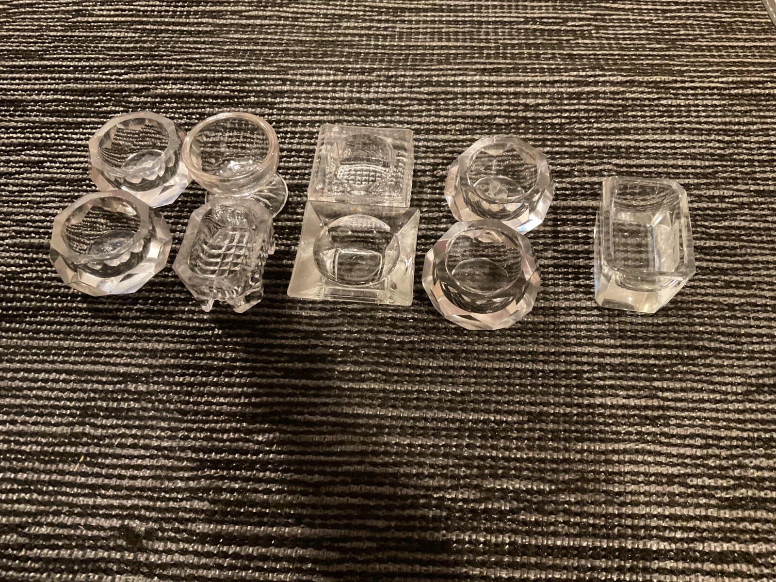 Lot Of 9 Vintage Unique Open Salt Cellars. Multiple Shapes & Sizes Clear Glass