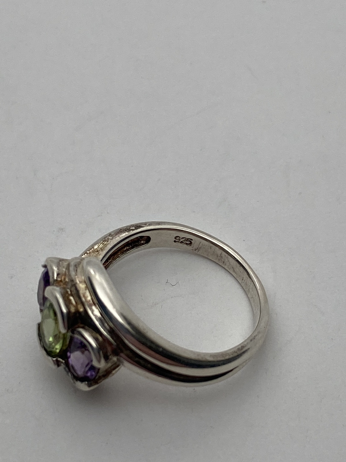 SIZE 7 4.9g 925 STERLING SILVER STAMPED RING MULTI COLOR GEMSTONE FINE JEWELRY